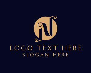 Accounting - Luxury Scroll Swirl Letter N logo design