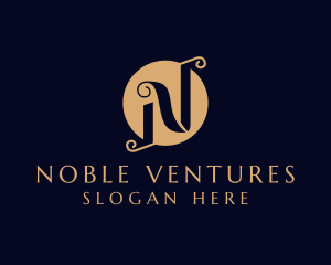 Luxury Scroll Swirl Letter N logo design