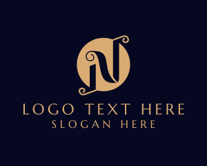 Business Strategist - Luxury Scroll Swirl Letter N logo design