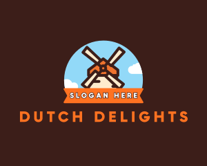 Dutch - Clouds Dutch Windmill logo design