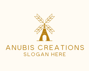 Windmill Wheat Grain logo design