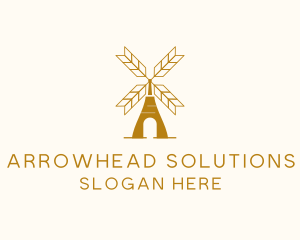 Windmill Wheat Grain logo design