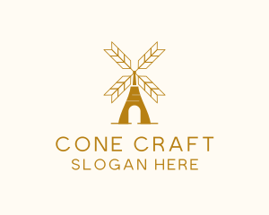 Windmill Wheat Grain logo design