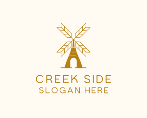 Windmill Wheat Grain logo design