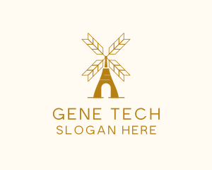 Windmill Wheat Grain logo design