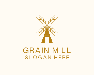 Windmill Wheat Grain logo design