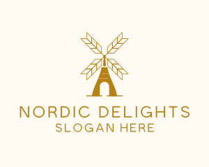 Danish - Windmill Wheat Grain logo design