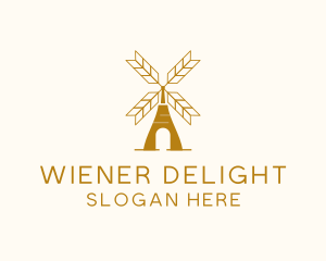 Windmill Wheat Grain logo design