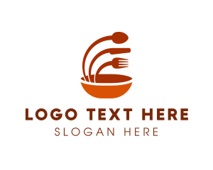 Food Court - Orange Eatery Utensils logo design