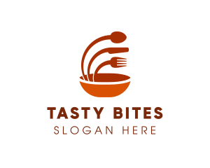 Eatery - Orange Eatery Utensils logo design