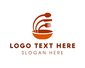 Fast Food - Orange Eatery Utensils logo design