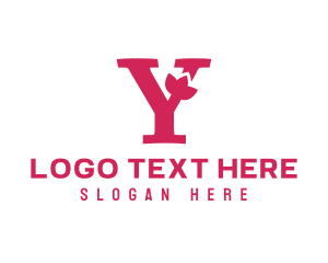Serif - Pink Floral Letter Y logo design