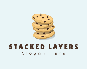 Chocolate Chip Cookie Stack logo design