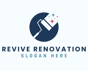 Renovation - Paint Roller Renovation logo design