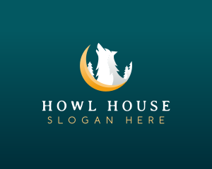 Moon Wolf Howl logo design