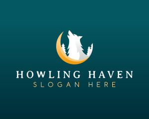 Howling - Moon Wolf Howl logo design