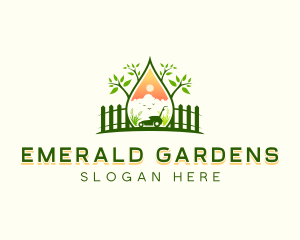 Lawn Mower Garden Landscaping logo design