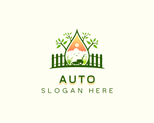 Lawn Mower Garden Landscaping logo design