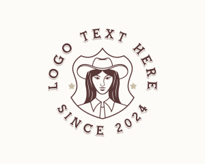 Cowboy Hat - Cowgirl Woman Equestrian logo design