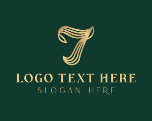 Monoline - Gold Styling Letter T logo design