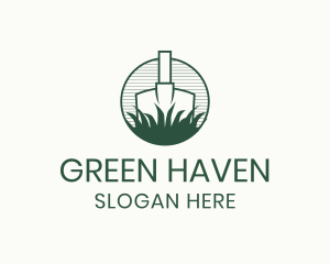 Minimalist Shovel Grass logo design