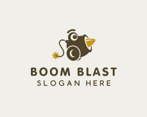Bombing - Cannon Cartoon Bomb logo design