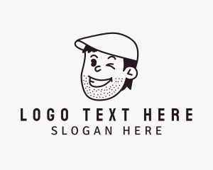 Mens Product - Winking Smiling Man logo design