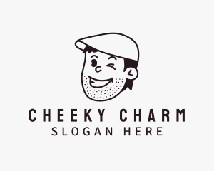 Cheeky - Winking Smiling Man logo design