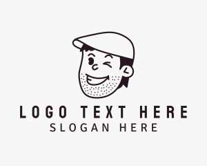 Male - Winking Smiling Man logo design