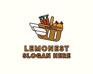 Farm Shop - Food Grocery Delivery Basket logo design