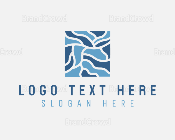 Abstract Blue Tile Mosaic Logo