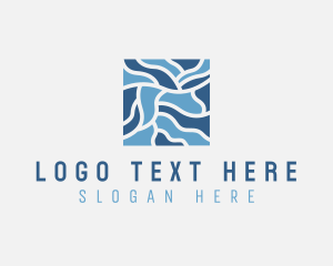 Waves - Abstract Blue Tile Mosaic logo design