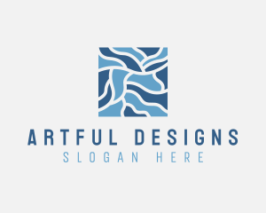 Abstract Blue Tile Mosaic logo design