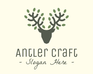 Antlers - Deer Leaf Antlers logo design