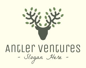 Deer Leaf Antlers logo design