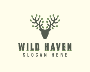 Deer Leaf Antlers logo design