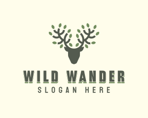 Deer Leaf Antlers logo design