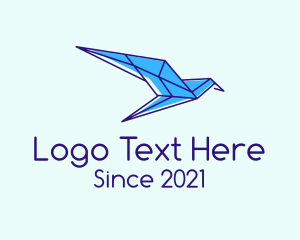 Wildlife Sanctuary - Blue Geometric Bird logo design