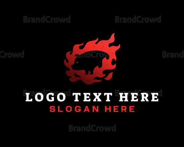 Pig Pork BBQ Flame Logo