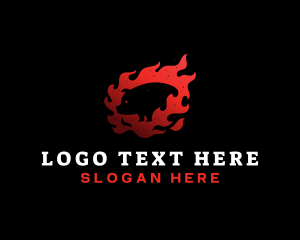 Barbecue - Pig Pork BBQ Flame logo design