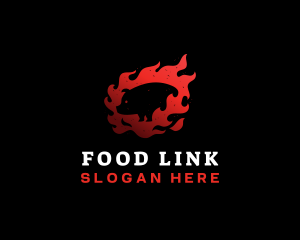 Pig Pork BBQ Flame logo design