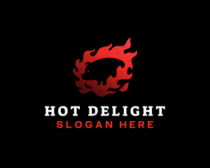 Pig Pork BBQ Flame logo design