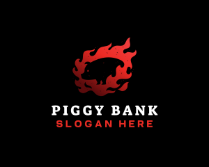 Pig Pork BBQ Flame logo design