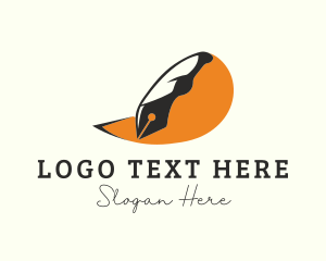 Document - Feather Quill Pen Writing logo design