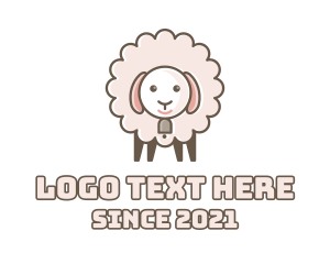 Farm Animal - Fluffy Pink Sheep logo design