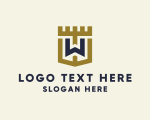 Crown - Fort Shield Letter W logo design