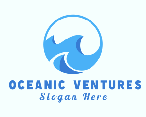 Ocean Surfing Wave logo design