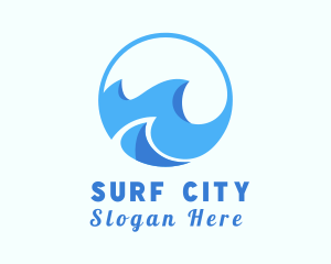 Ocean Surfing Wave logo design