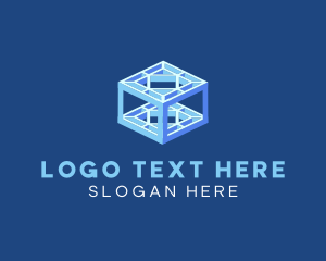 3d - Tech Cube Structure logo design