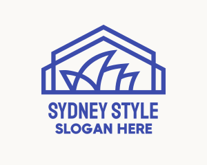 Sydney - Blue Sydney Opera House Monoline logo design